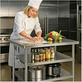 Stainless Steel Table with Wheels for Food Preparation and Work, Multi-Size Optional, Three-Layer Variable Two-Layer Metal Commercial Workbench Outdoor, Restaurant, Kitchen (36" Lx32 Wx34 H)