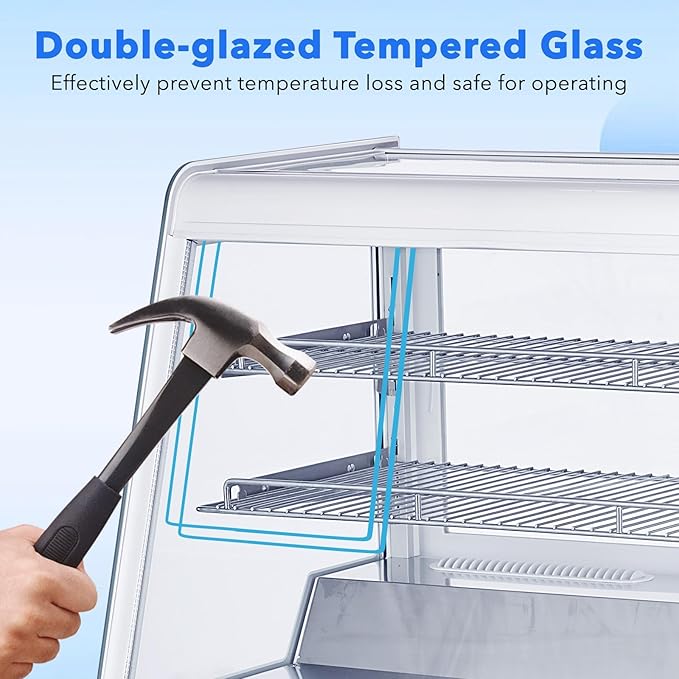 6.5 Cu.Ft Countertop Refrigerated Display Case - Commercial Bakery Refrigerator with LED Lighting, Auto Defrost & Sliding Glass Door for Cafe, Restaurant, Dessert Display