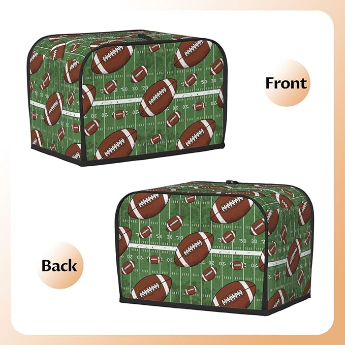 2 Slice Toaster Cover Retro American Football Field, Kitchen Appliance Dust & Fingerprint Protector, Machine Washable with Pocket