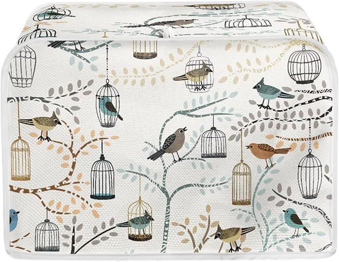 UNICEU Bird Print Toaster Cover 4 Slice Dustproof Bakeware Protector Small Kitchen Appliance Dust Covers Protection