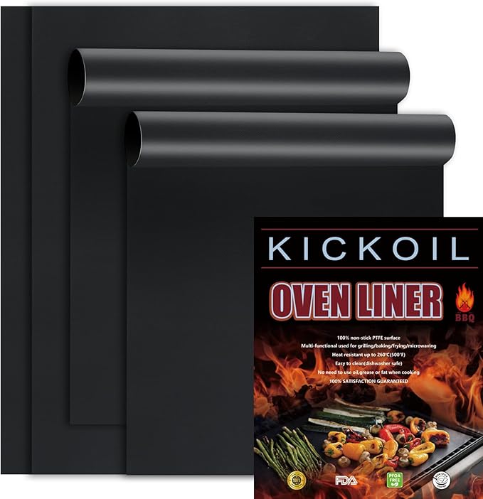 Oven Liners for Bottom of Oven/Electric Oven/Gas Oven/Toaster Oven/Air Fryer,Nonstick Heavy Duty Resuable Grill Mat PFOA Free Oven Mat Oven Protector Liner Baking Cooking Supplies,4 Pack,16x20 IN