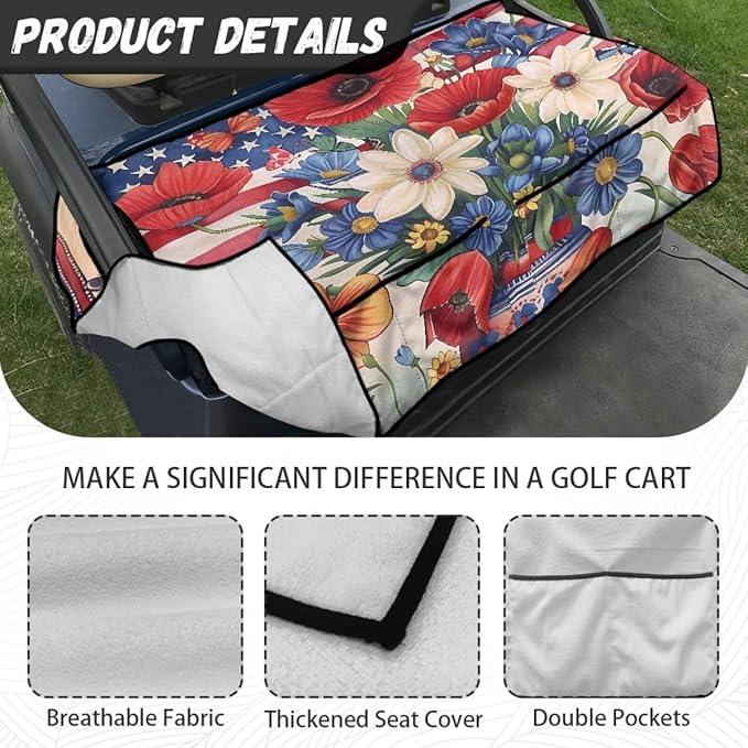 Golf Cart Seat Cover Cushion Designed to Protect Seats During Outdoor Use, Featuring Waterproof Layer and Soft Fabric