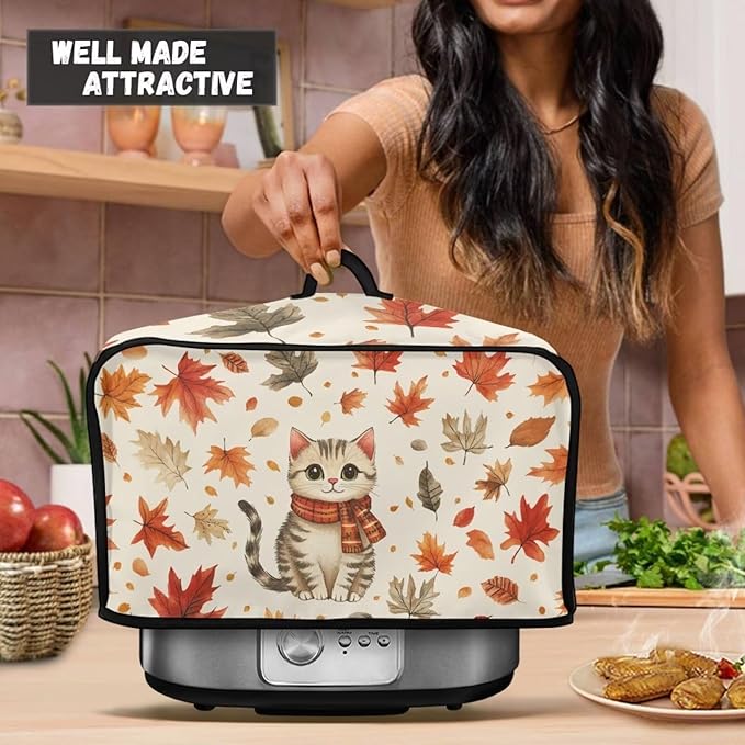 Cute Kitten Cooker Bag Daisy Slow Cooker Cover 6-8 Qt Small Appliance Dust Cover Measuring 17" x 10.8" x 9.8" Crock Pot Slow Cookers Cover Kitchen Tool Decoration Portable