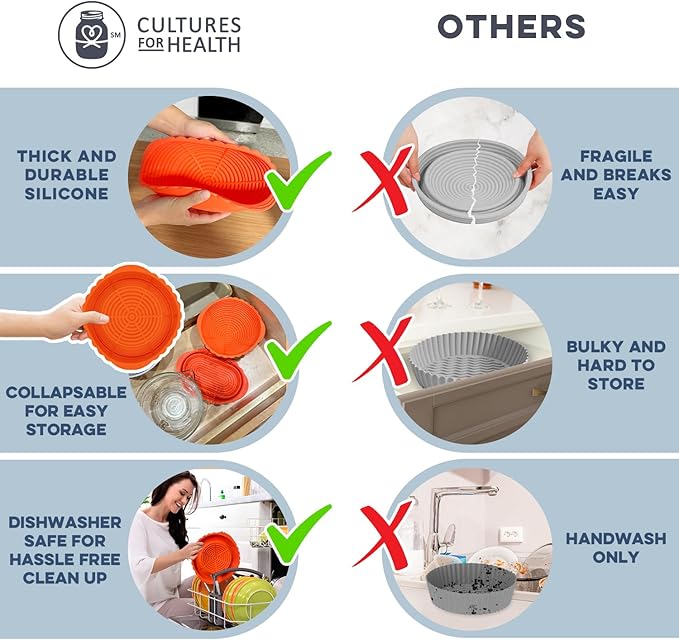 Cultures for Health Silicone Banneton Bread Proofing Basket | Complete Non-Stick Set of Two | 9-Inch Round & 10-Inch Oval Sourdough Proofing Basket | Ideal for Sourdough and Bread Baking Easy to Clean
