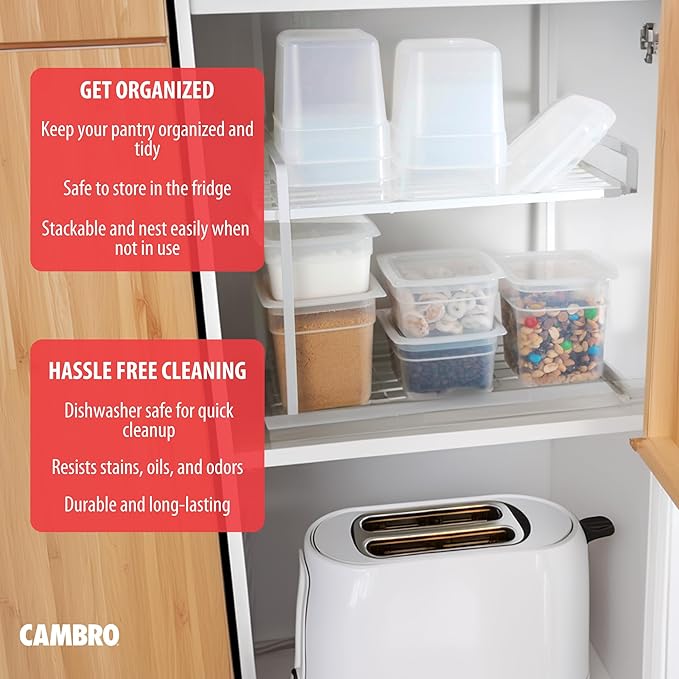 Cambro Food Storage Storage Containers with Lids - Translucent (Microwave Safe and BPA-Free) - 16 and 32 oz (ounce) Food Storage Container - (20 Piece Set)