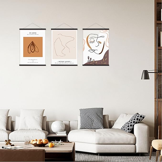 FALAMON 3 Pack Magnetic Poster Hanger Frame, 11x14 11x17 11x22 Magnet Poster Frame for Posters, Prints, Photos, Pictures, Maps, Scrolls, and Canvas Artwork (Black, 11")
