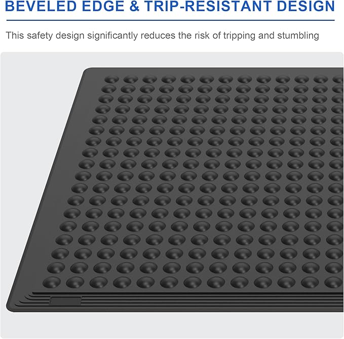 OrangeStar Anti-Fatigue Mat 36"x60" with Textured Nubs, 2-Pack Beveled Edge Kitchen Mat for Commercial Use, Non-Slip Rubber Flooring for Standing Desk, Restaurant, Bar, Black