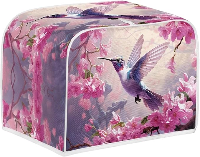 Hummingbird Flower Print Toaster Cover 2 Slice Dust Fingerprint Protection for Kitchen Small Appliance Kitchen Accessories Decor