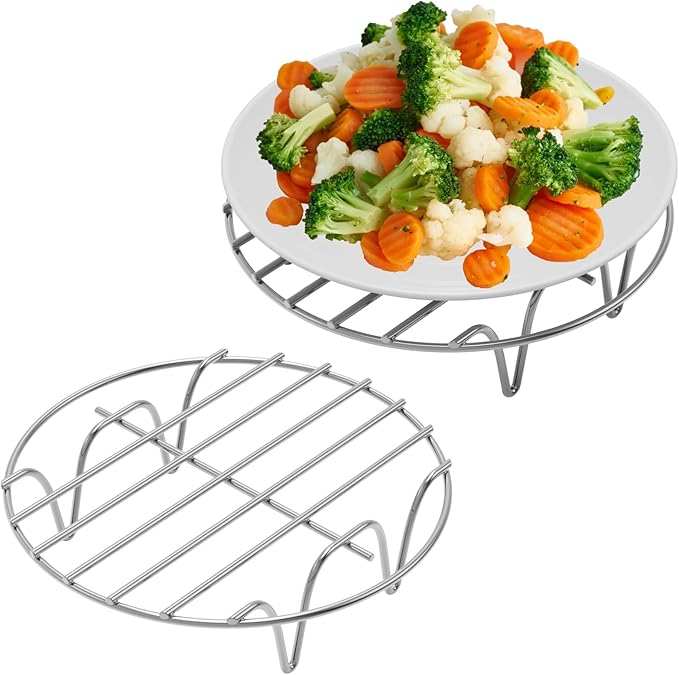 GSlife Instant Pot Steamer Rack - Stainless Steel Instant Pot Accessories, 2 Pack Steam Rack for 3, 6, 8 Qt Pressure Cooker, Cooking Cooling Steaming Baking Rack 7''