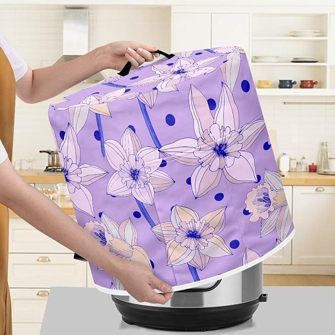 Purple Floral Dust Cover Instant Pot Heavy Duty Waterproof Dust Pressure Cooker Cover Case for Instant Pot Pressure Cooker Instant Pot Appliance Covers Pressure Cooker Size M