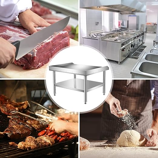 Stainless Steel Grill Equipment Stand Table with Adjustable Storage Undershelf, Great for Hotel, Home, and Restaurant Kitchen Switchgold, 36x30x24