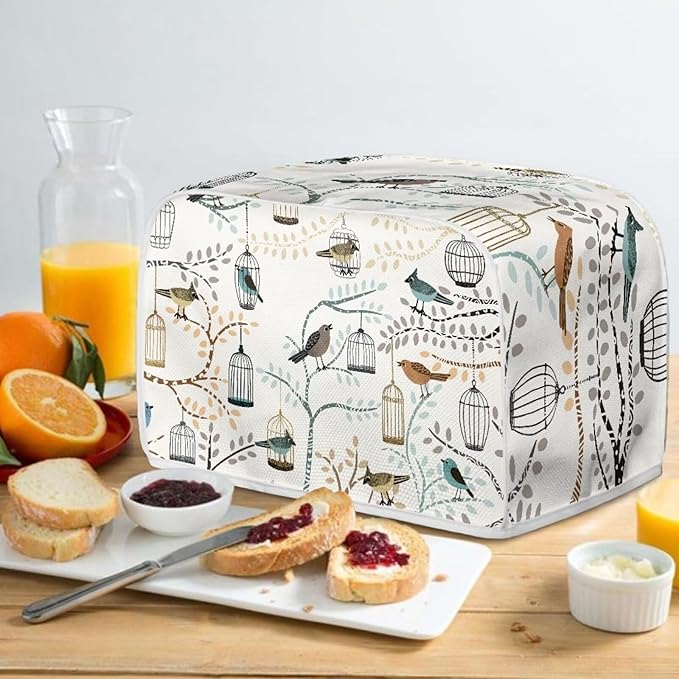UNICEU Bird Print Toaster Cover 4 Slice Dustproof Bakeware Protector Small Kitchen Appliance Dust Covers Protection