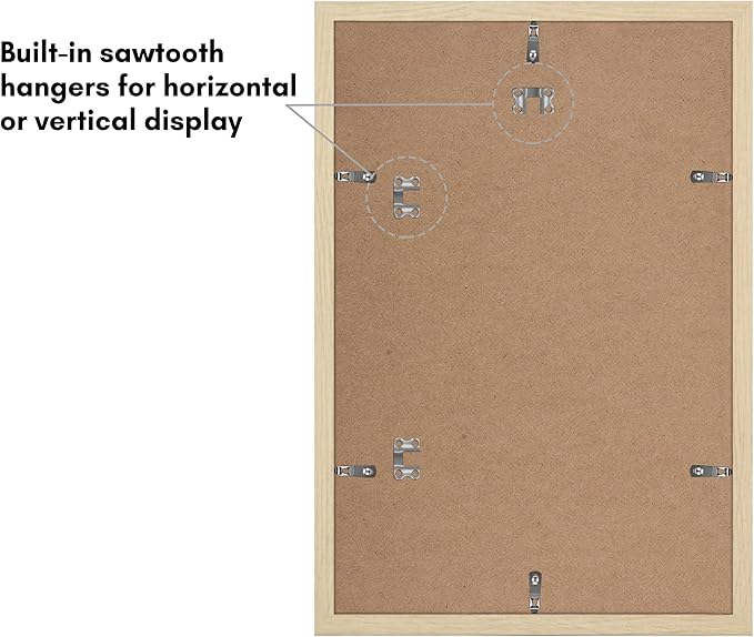 Americanflat 12x18 Poster Frame with Polished Plexiglass - Set of 5 - Use as 11x17 Frame with Mat or Display 12x18 Photo Without Mat - Galleria Collection - Picture Frames for Wall - Natural Oak