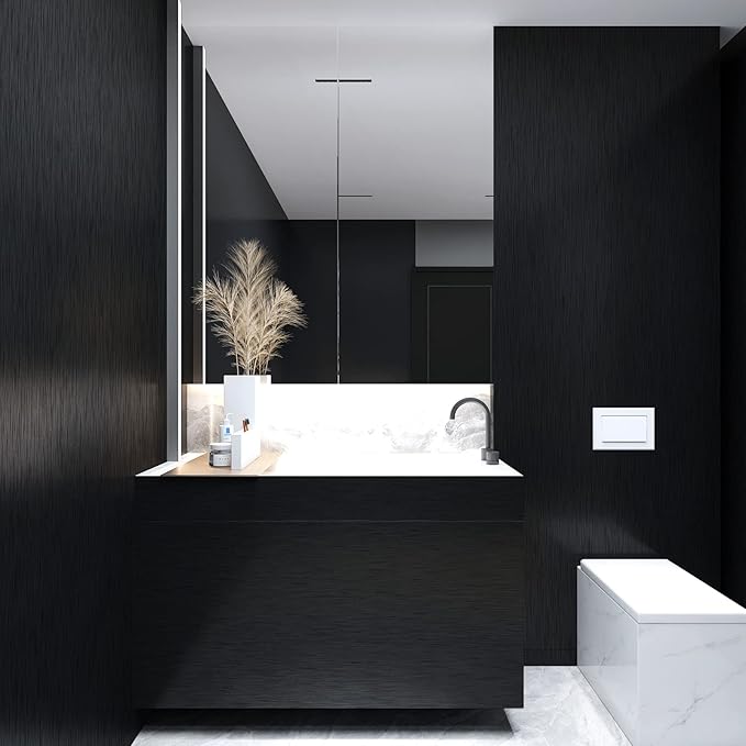 CRE8TIVE Brushed Black Stainless Steel Contact Paper for Appliances 24"x118" Black Peel and Stick Wallpaper Metallic Heat Resistant Waterproof Self Adhesive Vinyl for Kitchen Dishwasher Fridge Cabinet