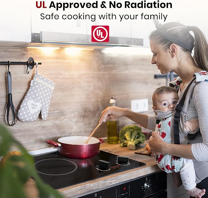 GASLAND Apartment Electric Cooktop 2 Burners, 21 Inch Built in Radiant Glass Stove Top, UL Certified, 3700W Ceramic Electric Stovetop, 9 Heating Levels, Knobs Control, Instant Heating Up, 240V
