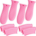 Patelai 8 Pcs Silicone Pot Holders Cast Iron Handle Cover Heat Resistant Pot Handle Covers Potholder Non Slip Reusable Pan Sleeve for Frying Pan Kitchen Supplies(Pink)