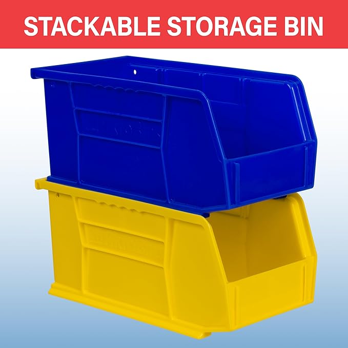 Akro-Mils 30230 AkroBins Plastic Storage Bins, Space-Saving Stackable Bins for Garage, Pantry, Craft Organization, 11-Inch x 5-Inch x 5-Inch, Green, 12-Pack