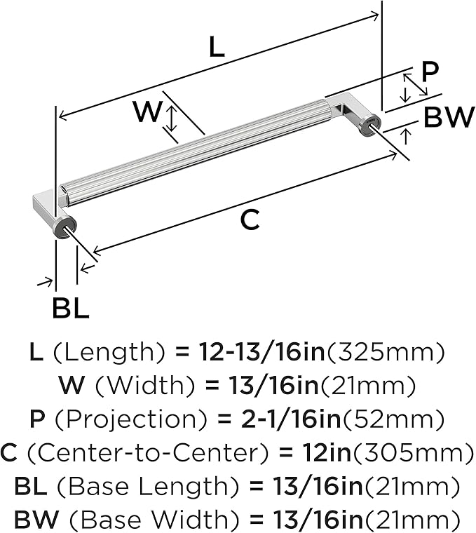 Amerock Ballard 12 inch (305mm) Center-to-Center Polished Chrome Appliance Pull, BP3765026