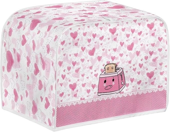 UNICEU Pink Cartoon Toaster - 2 Slice Quilted Toaster with Dust-proof Cover for Kitchen Appliances