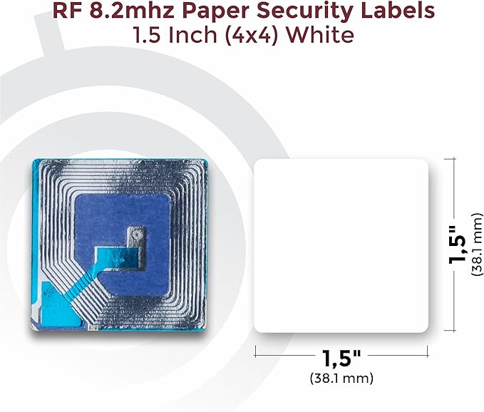 10000 Paper Security Labels 1.5 X 1.5 Inch RF 8.2Mhz White Checkpoint Compatible – Practical and Effective Anti-Theft Labels for EAS Loss Prevention Systems by Bullseye Protection