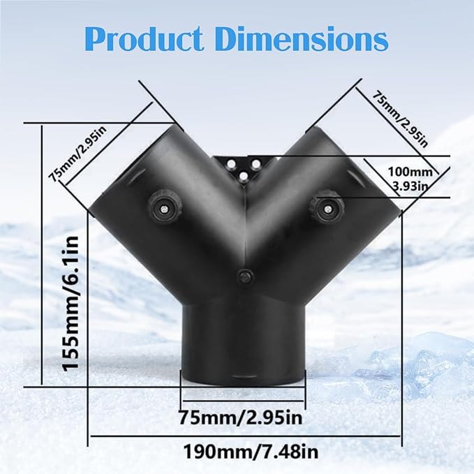 Air Heater Valve Parking Heater Valve Air Heater Valve Y type Diesel Engine 75mm Heaters Parking Heater Accessories Car Heater Ventilation Duct Y Branch Outlet Exhaust Connector