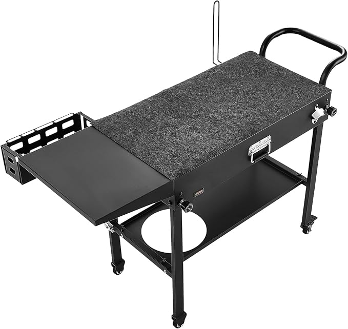VEVOR Outdoor Grill Cart, 31.0 x 17.0 inch Tabletop Size Grilling Table, Foldable Outdoor Cooking Table with Tissue Holder, Hooks, Wheels, Side Table, BBQ Prep Tables for Picnic, Kitchen, Courtyard