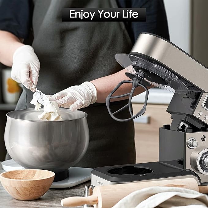 Stand Mixer, Stainless Steel Mixer 5.3-QT LCD Display Food Mixer, 6+P Speed itchen Electric Mixer Tilt-Head Mixer with Stainless Steel Bowl, Dough Hook, Beater, Whisk