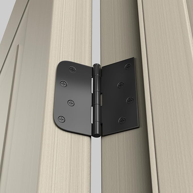 goldenwarm 12 Pack Matte Black Door Hinges 4 x 4 Inch Door Hinge Black Interior Door Hinges with Square & Round Corners Black