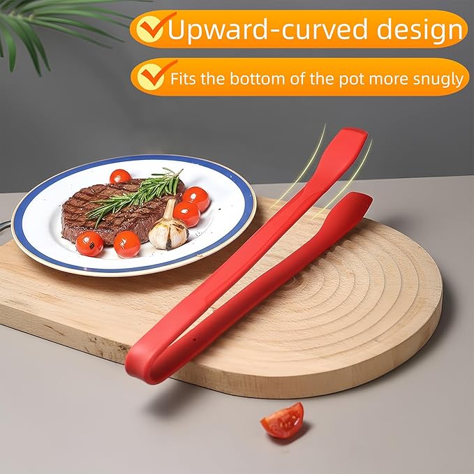 Silicone Tongs for Cooking, Red Heat Resistant Kitchen Tongs with Silicone Tips (11inch), Non-Scratch Food Tongs for Flipping, Serving, Salad, BBQ Serving Toast, Dishwasher Safe (Dark Red)