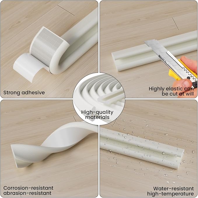 V Shape Thin Foam Weather Stripping Door Frame Seal Strip 19.7FT White, Draft Stopper, Insulation Winter, Weatherstripping, Gap Sealing, Soundproofing, Self-Adhesive Used for Exterior Front Door Side