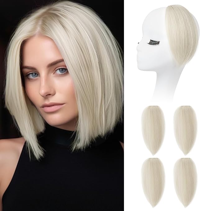 REECHO Clip in Hair Volumizer, Short Thick Clip in Hairpieces Adding Extra Hair Volume Extensions for Women with Thin Fine (Platinum Blonde, 8 Inch(Pack of 4))