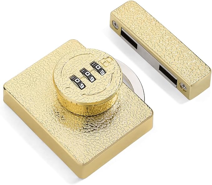 Gold Cabinet Lock,3 Digit Password Keyless,Anti Pry Mechanical Password Lock,Protect Privacy,for Drawer,Cabinets,Locker, Closet,Windows,Sliding Door,Bathroom,and Garden