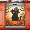 Cat Pumpkin Halloween Bat Dishwasher Magnet Cover Sticker Magnetic Refrigerator Panel Front Door Fridge Microwave Decal Decorative