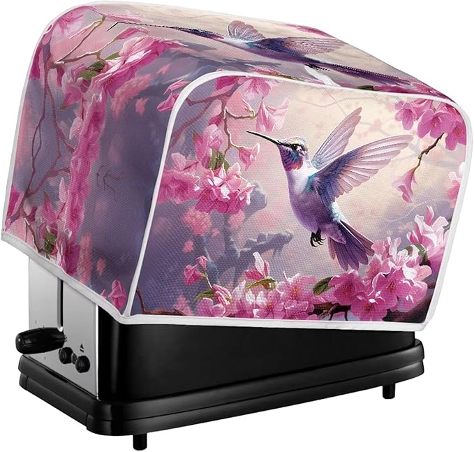Hummingbird Flower Print Toaster Cover 2 Slice Dust Fingerprint Protection for Kitchen Small Appliance Kitchen Accessories Decor
