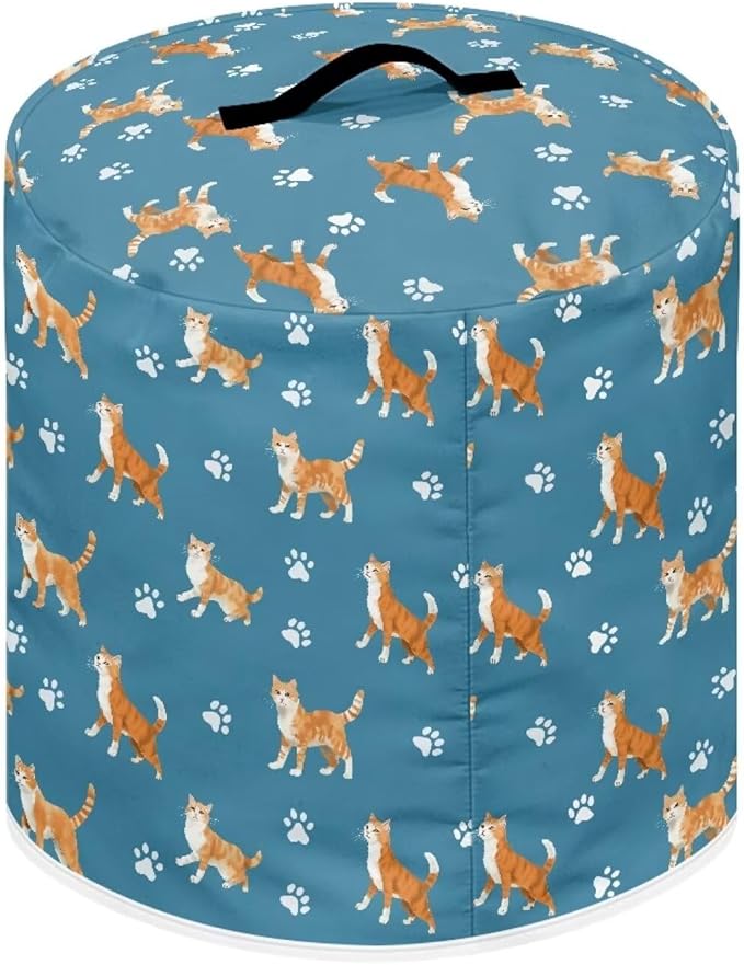 Pressure Cooker Cover for Women,Orange Cat Insulated Rice Cooker Cover with Easy to Clean Lining Waterproof Dust Cover with Pockets for Instant Pot 3 Quart Appliance Cover