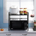 2 Tier Black Microwave Oven Rack, Adjustable Shelf with 3 Hooks, Microwave Stand with Storage, Toaster Shelf Heavy Duty Stand Kitchen Counter Top Organizer for Kitchen