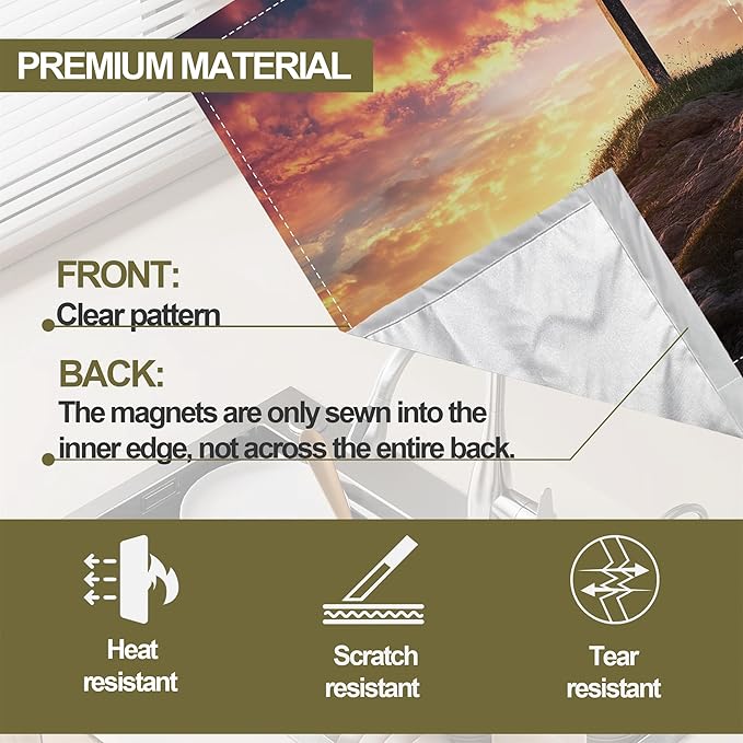 Cross Dishwasher Magnet Cover,Sunset Kitchen Decor Waterproof Refrigerator Magnet Appliance Cover Protector,23Wx26H Inches