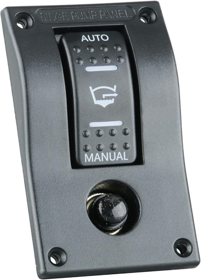 Amarine Made 3-Way Bilge Pump Switch Panel Deluxe LED Rocker Circuit Breaker - Auto/Off/Man LED Lighted Control Switches for RV Truck Caravan Vehicles Off-Road Camper