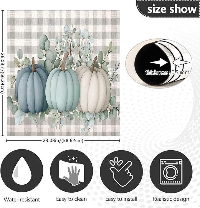 Thanksgiving Blue White Pumpkins Dishwasher Magnet Cover Panel,Fall Magnetic Dishwasher Covers Refrigerator Sticker Decal Thanksgiving Decorative Washing Machine Cover for Home Kitchen,23x26in