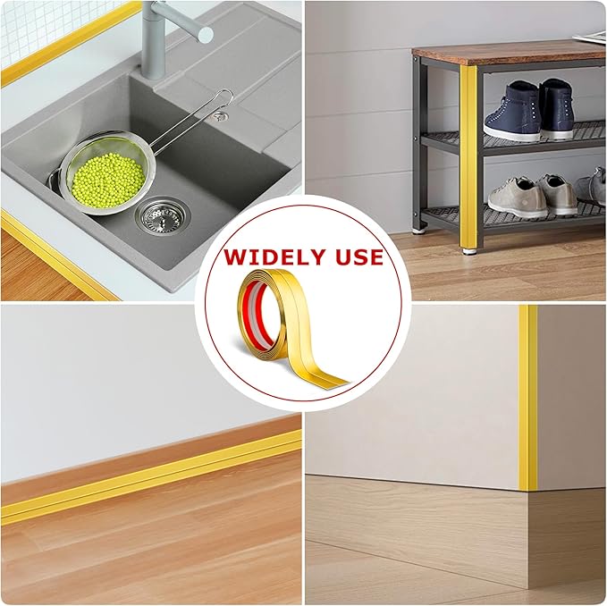 Flexible Peel and Stick Wall Trim - Corner Guards, Edge Protector, Molding Strip for Wall Edges (Gold, 2.4 in x 40 Ft)