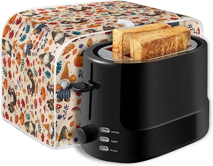 UNICEU Fall Pumpkin Turkey Toaster Covers 4 Slice Bread Maker Dust Cover Kitchen Small Appliance Dust Protector Thankgiving Day Gift