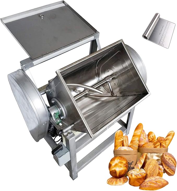 INTBUYING Electric Dough Mixer Commercial 30QT Stand Mixer Flour Pizza Mixing Machine Stainless Steel Dough Blender Kneading Machine Twisted Dragon-shaped Blade 15.5x12x14in Bowl