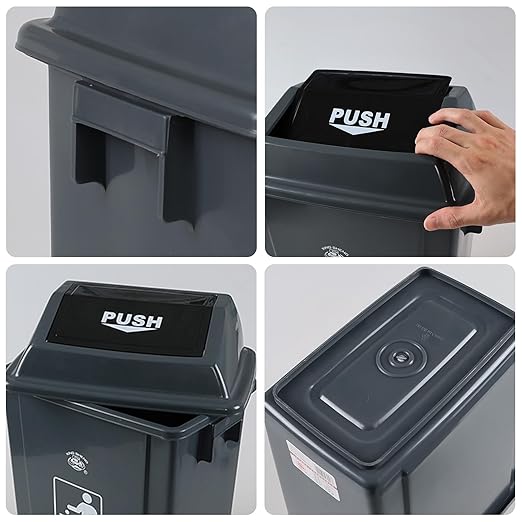 4 Packs 5 Gallon Plastic Trash Can with Swing Lid, Garbage Bin Waste Basket for Home and Office