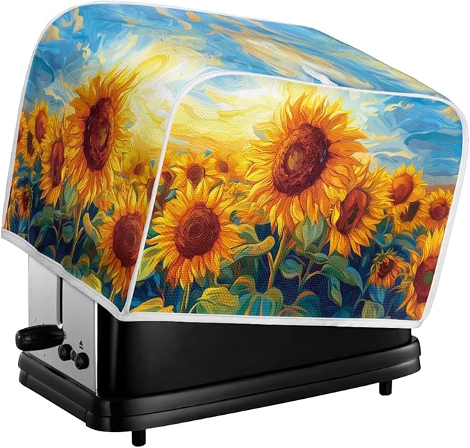 Sunflower Print 2 Slice Toaster Covers Washable Dust Proof Bread Maker Cloth Covers Kitchen Accessories Appliance Protectors Cover With Handle