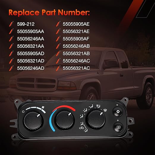 599-212 HVAC Control Module A/C Heater Climate Panel Switch Compatible with Dodge Ram 1500 2500 3500 2002-2005 & Dakota 2001-2004, Replaces# 55055905AA 55055905AD 55056246AA