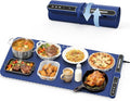 Food Warming Mat Extra Large, Rapid Heating Electric Warming Tray with 9 Temp Setting and 6 Hours Timer,Foldable Warming Trays for Food, Portable Food Warmers for Parties Buffet, Blue