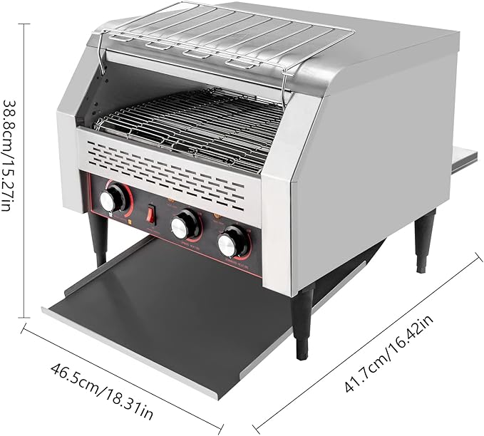 450 Slices/H Commercial Conveyor Toaster, 2600W 7 Gears Electric Stainless Steel Restaurant Toaster Oven with Crumb Tray for Restaurants, Hotels 18.31 * 16.42 * 15.27in