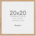 20x20 Picture Frame, Solid Oak Wood 20 by 20 Frame, Square Picture Frame 20 x 20 with mat for 16 x 16, 20x20 Wood Frame for Home Decor, 20 x 20 Poster Frame, Tempered Glass, Natural Oak Color, 1 Pack
