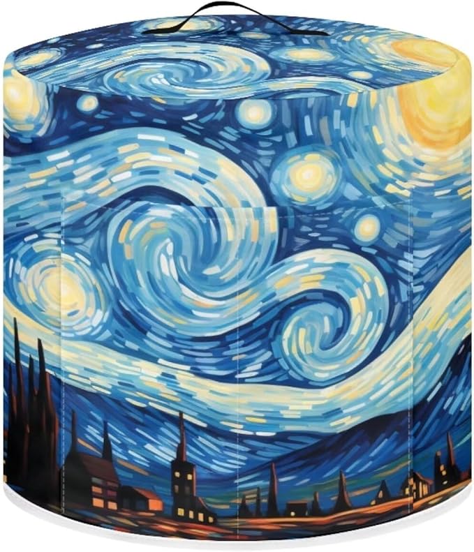 Van Gogh Starry Night Pressure Cooker Cover for Women Dust Protection Insulated Rice Cooker Cover with Easy to Clean Lining Dust Cover with Pockets for Instant Pot 6 Quart Appliance Cover