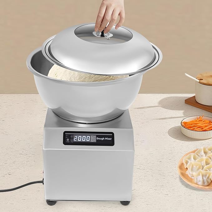 Dough Kneading Machine, Commercial Dough Maker, 1500W Electric Dough Maker, Large Capacity Flour Mixer with Time Setting & Dual Rotation Stand Mixers for Bakeries Canteen Restaurant